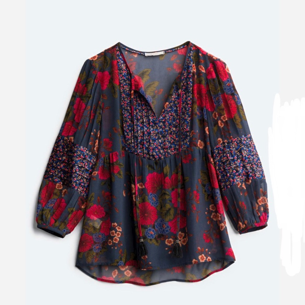 Daniel Rainn floral ballie tassel detail top blouse